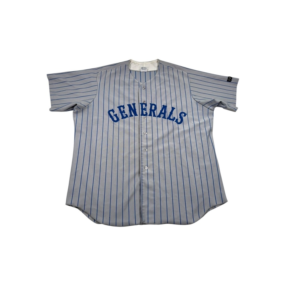 Vintage 80's Generals Jersey Mens 2XL Gray Baseball Wilson 44 Pinstripe Made USA